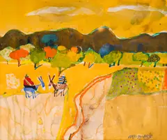 Lyuben Zidarov, Two Daisies and Two Women, circa 2000, watercolor on paper