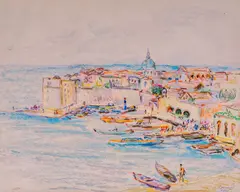 Stoyan Vasilev, View from Malta, 1960, pastel on paper