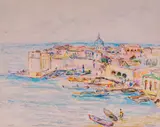Stoyan Vasilev, View from Malta, 1960, pastel on paper