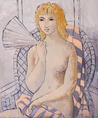 Vasilka Moneva, Nude with a fan, oil on canvas