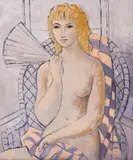 Vasilka Moneva, Nude with a fan, oil on canvas