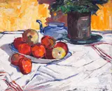 Nikola Tanev, Still Life with Apples and Blue Teapot