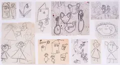 Lika Yanko, Children's day, pencil on paper; ink on paper; pencil and oil on paper