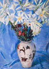 Atanas Zhekov, Vase with white lilies, oil on canvas