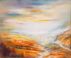 Simeon Nikolov, Rhodope landscape, oil on canvas