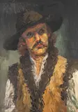 Hristo Stefanov, Peasant man, oil on cardboard