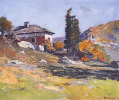 Atanas Mihov, The End of Summer in the Village, 1950s, oil paints on canvas