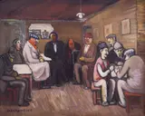 Naum Hadjimladenov, Funtarata cafe, 1947, oil on canvas