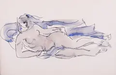 Dechko Uzunov, Nude, watercolor and ink on paper