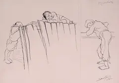 Alexander Dobrinov, Scouts, 1945, ink on paper