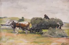 Аtanas Tasev, The hay wagon, oil on canvas laminated on plywood
