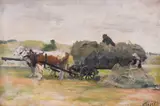 Аtanas Tasev, The hay wagon, oil on canvas laminated on plywood