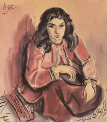 Iosif Iser, Odaliscă, 1947, acuarelă și peniță pe hârtie