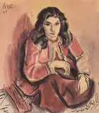 Iosif Iser, Odaliscă, 1947, acuarelă și peniță pe hârtie