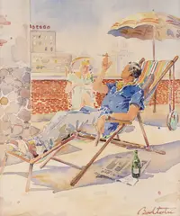 Amiază la înălțime by Adam Bălţatu, acuarelă pe hârtie, sold Dec 2024