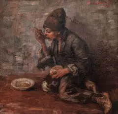Mănânci ce ai by Octav Băncilă, 1909, ulei pe pânză, sold Dec 2024