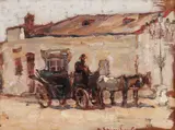 Birjă, în zi de vară by Rudolf Schweitzer–Cumpăna, prima jumătate a anilor '20, ulei pe carton, sold Dec 2024