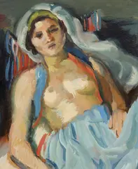 Iosif Iser, Odaliscă, cca. 1915, guașă pe hârtie lipită pe carton