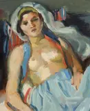 Iosif Iser, Odaliscă, cca. 1915, guașă pe hârtie lipită pe carton