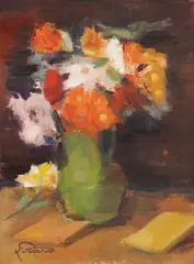 Francisc Șirato, Flori în ulcică verde, 1940-1945, ulei pe pânză
