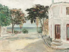 Vedere spre mare by Dimitrie Berea, 1945, ulei pe carton, sold Dec 2024