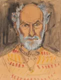 Theodor Pallady, Autoportret (Artistul la 71 ani), 1942, ulei, laviu și cărbune pe hârtie