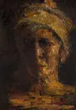 Turbanul galben (Lilly Pascaly) by Rudolf Schweitzer–Cumpăna, anii '60, ulei pe carton, sold Dec 2024