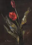 Lalele by Gheorghe Petrașcu, 1925-1927, ulei pe carton, sold Dec 2024