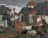 Ștefan Dimitrescu, Uliță din Dobrogea, sfârșitul anilor '20, ulei pe pânză lipită pe carton