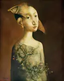 Georges Mazilu, Jeune fille voilée, 2020, acrilic pe pânză