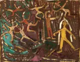 Magdalena Rădulescu, Dans nocturn, 1976, ulei pe carton