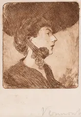 Promenadă by Nicolae Vermont, 1906, acvaforte și gravură cu acul, sold Dec 2024
