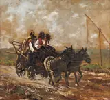Nomazi și evrei by Octav Băncilă, anii '20, ulei pe pânză, sold Dec 2024