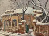 Marius Bunescu, Iarnă în București, anii '30, ulei pe carton