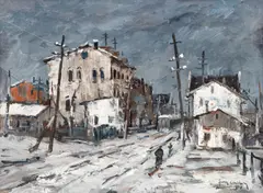 Iarnă în București by Jean Cheller, 1940, ulei pe pânză, sold Dec 2024