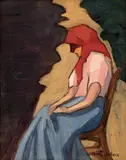 Nina Arbore, În grădină, ulei pe carton