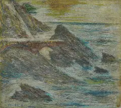 Menci Clement Crnčić, Cliffs Near Krka, 1906., pastel and chalk on paper