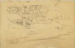 Menci Clement Crnčić, Tunera - Sorting Fish, pencil on paper