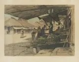 Tomislav Krizman, Street in Jajce, cca. 1907., colored copper engraving on paper