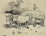 Krsto Hegedušić, Rural Scene, 1938., ink wash on paper