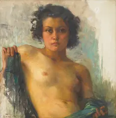Portrait of a Girl by Robert Auer, 1941., oil on board, sold Dec 2024