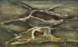 Frano Šimunović, Borders on the Hill, 1960-ih, oil on canvas glued to cardboard