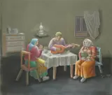 Ivan Generalić, Family Life, 1980., pastel on paper