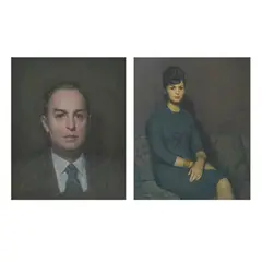 Dušan and Vera Čalić by Omer Mujadžić, 1960-ih, 1. oil on canvas mounted on hardboard; 2. oil on canvas, offered Dec 2024
