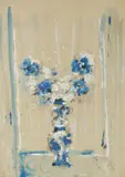 Antun Motika, Blue Flowers, gouache, oil and watercolor on paper