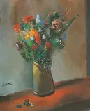 Milivoj Uzelac, Bouquet with Poppies and Gypsophila