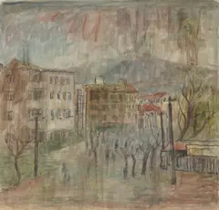 Emanuel Vidović, Split Landscape (Old Market), 1949., tempera on paper