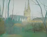 Josip Vaništa, View of the Cathedral from Ribnjak, oil on canvas