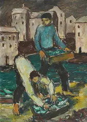Ivan Mirković, After Fishing, 1936.-1950., oil on hardboard