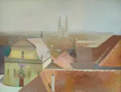 Josip Vaništa, View on Kaptol, oil on canvas